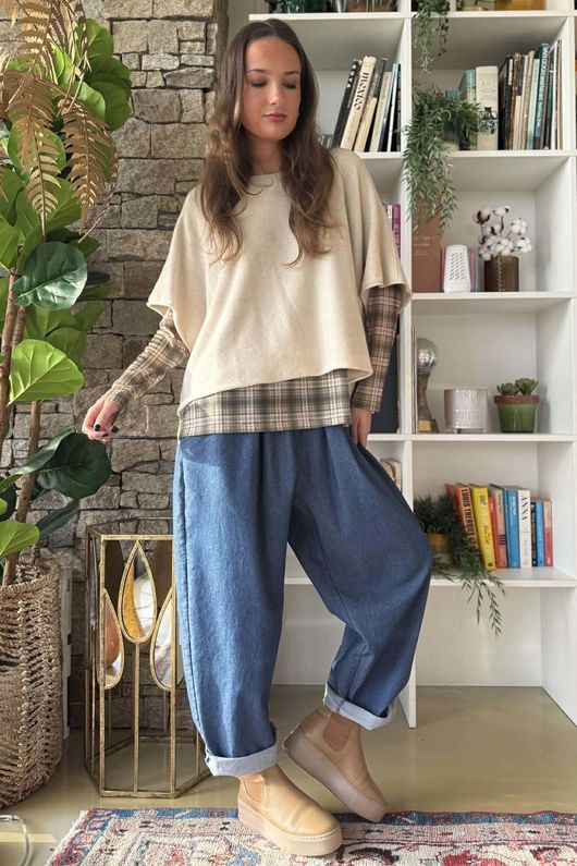 Bobby Mesh Layering Top Nevis Plaid Soft Khaki